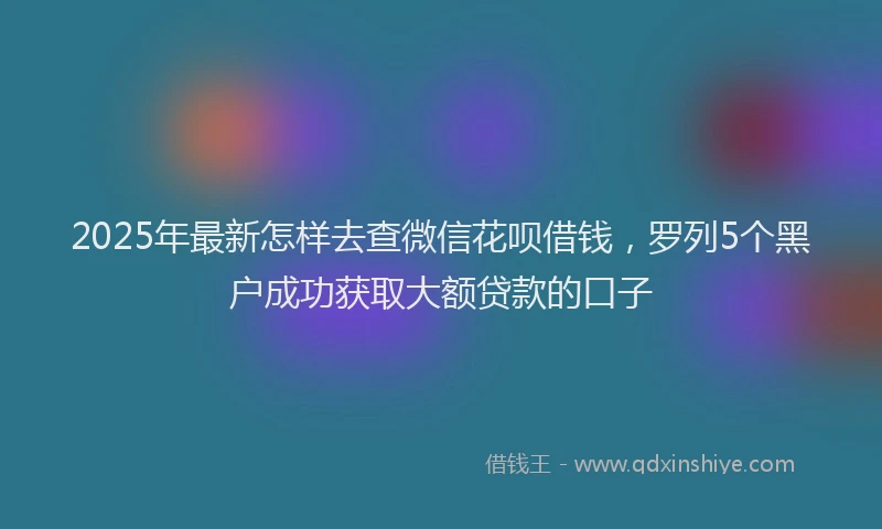2025年最新怎样去查微信花呗借钱，罗列5个黑户成功获取大额贷款的口子
