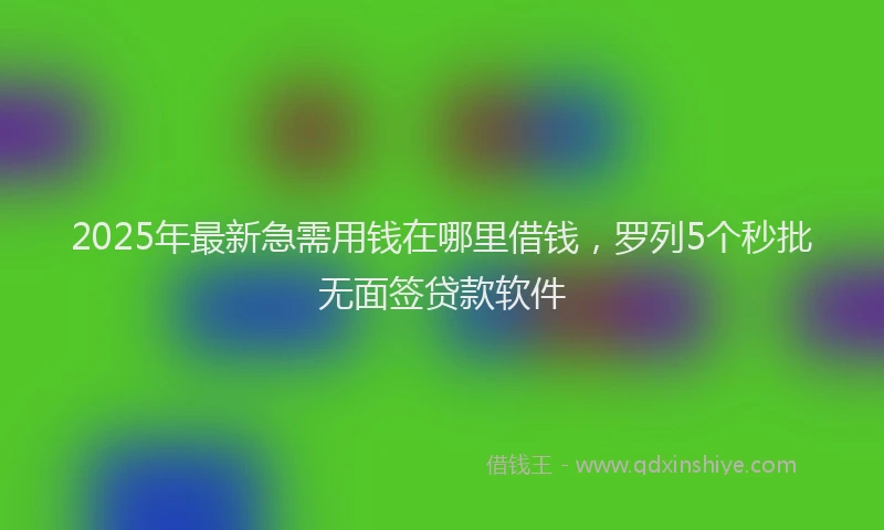 2025年最新急需用钱在哪里借钱，罗列5个秒批无面签贷款软件