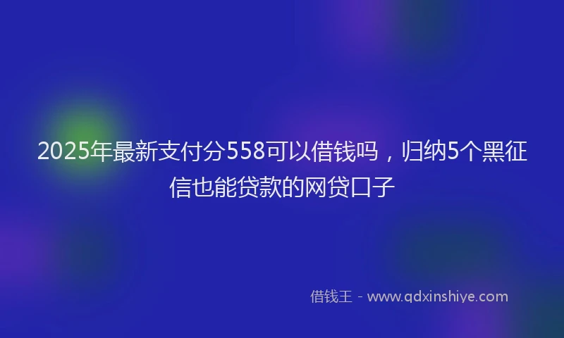 2025年最新支付分558可以借钱吗，归纳5个黑征信也能贷款的网贷口子