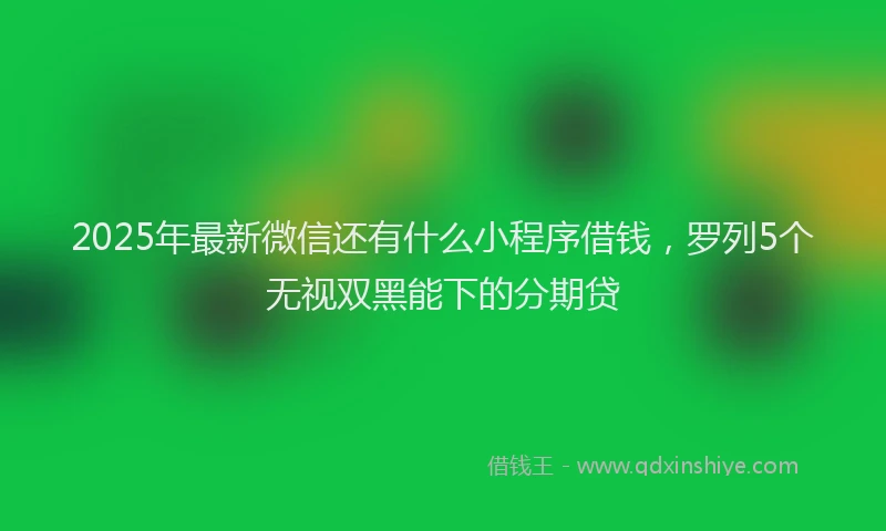 2025年最新微信还有什么小程序借钱，罗列5个无视双黑能下的分期贷