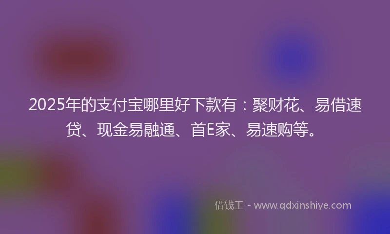2025年的支付宝哪里好下款有：聚财花、易借速贷、现金易融通、首E家、易速购等。