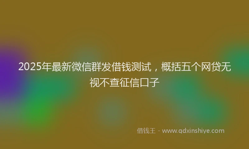 2025年最新微信群发借钱测试，概括五个网贷无视不查征信口子