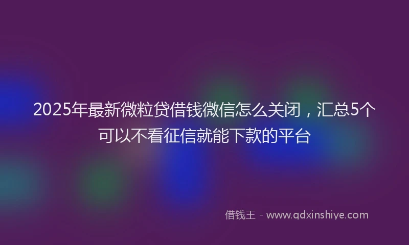 2025年最新微粒贷借钱微信怎么关闭，汇总5个可以不看征信就能下款的平台