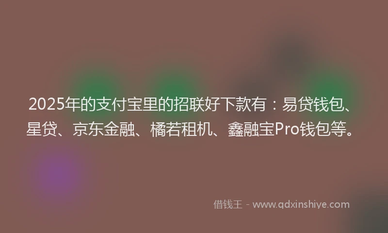 2025年的支付宝里的招联好下款有：易贷钱包、星贷、京东金融、橘若租机、鑫融宝Pro钱包等。