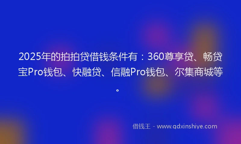 2025年的拍拍贷借钱条件有：360尊享贷、畅贷宝Pro钱包、快融贷、信融Pro钱包、尔集商城等。