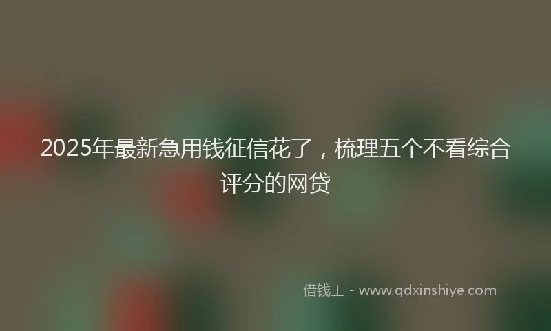 2025年最新急用钱征信花了，梳理五个不看综合评分的网贷