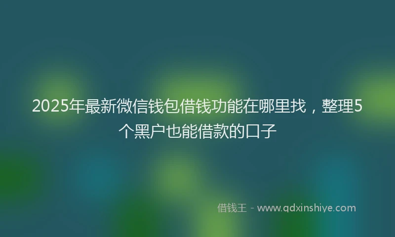 2025年最新微信钱包借钱功能在哪里找，整理5个黑户也能借款的口子