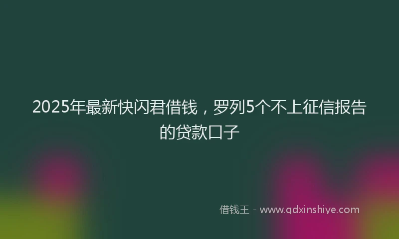 2025年最新快闪君借钱，罗列5个不上征信报告的贷款口子