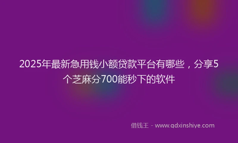 2025年最新急用钱小额贷款平台有哪些，分享5个芝麻分700能秒下的软件