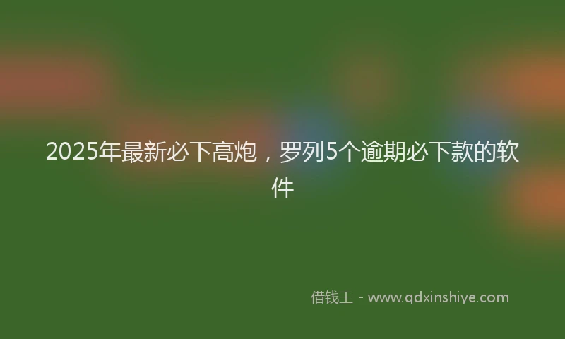 2025年最新必下高炮，罗列5个逾期必下款的软件