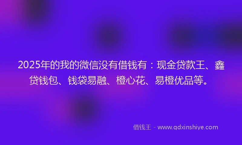 2025年的我的微信没有借钱有：现金贷款王、鑫贷钱包、钱袋易融、橙心花、易橙优品等。