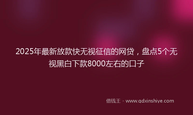 2025年最新放款快无视征信的网贷，盘点5个无视黑白下款8000左右的口子