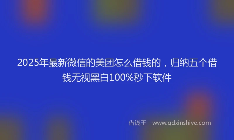 2025年最新微信的美团怎么借钱的，归纳五个借钱无视黑白100%秒下软件