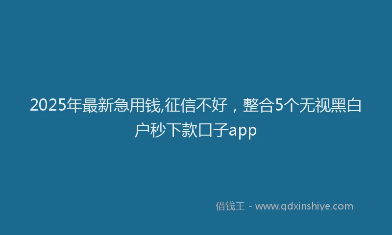 2025年最新急用钱,征信不好，整合5个无视黑白户秒下款口子app