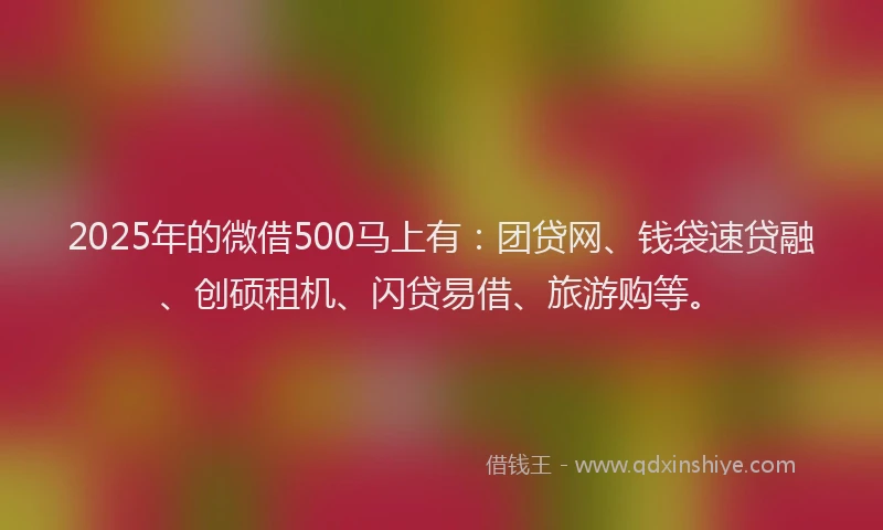 2025年的微借500马上有：团贷网、钱袋速贷融、创硕租机、闪贷易借、旅游购等。
