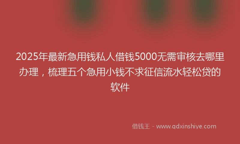 2025年最新急用钱私人借钱5000无需审核去哪里办理，梳理五个急用小钱不求征信流水轻松贷的软件