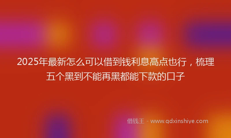 2025年最新怎么可以借到钱利息高点也行，梳理五个黑到不能再黑都能下款的口子