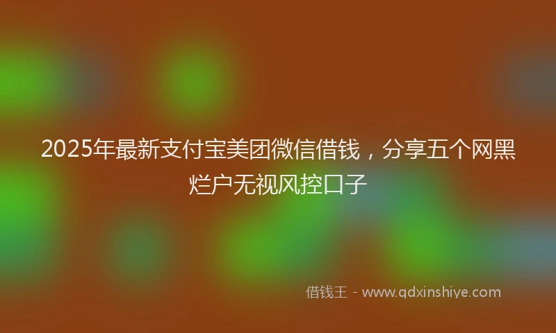 2025年最新支付宝美团微信借钱，分享五个网黑烂户无视风控口子