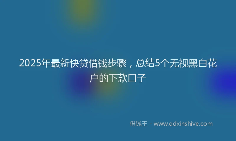 2025年最新快贷借钱步骤，总结5个无视黑白花户的下款口子