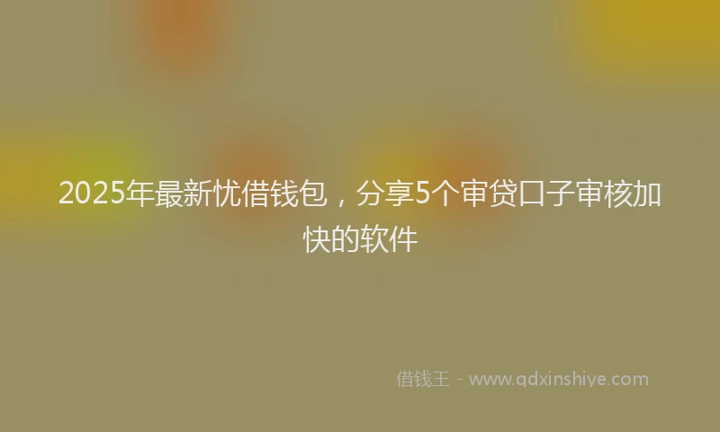 2025年最新忧借钱包，分享5个审贷口子审核加快的软件