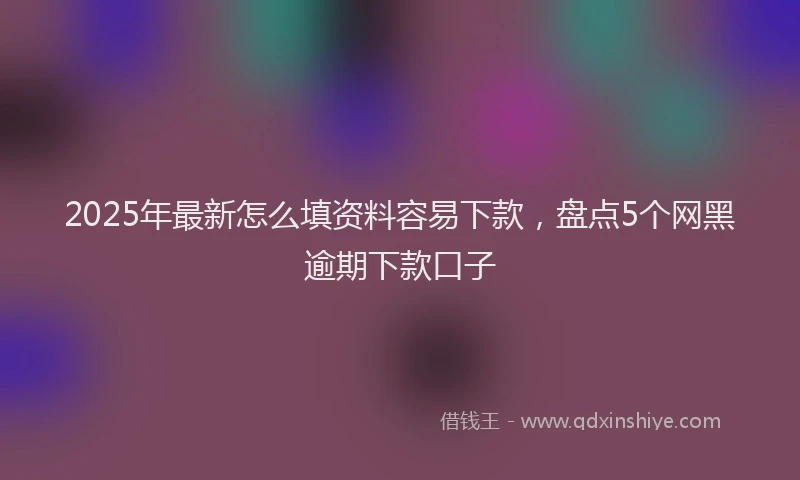 2025年最新怎么填资料容易下款，盘点5个网黑逾期下款口子
