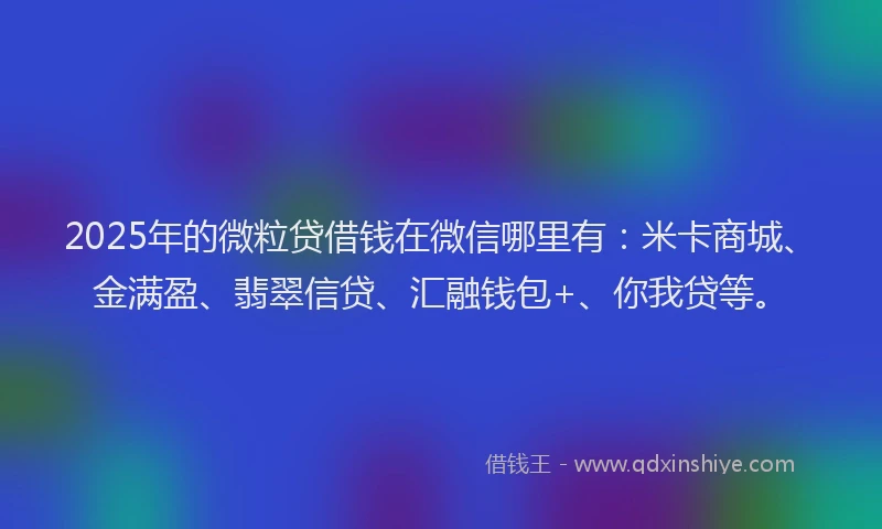 2025年的微粒贷借钱在微信哪里有：米卡商城、金满盈、翡翠信贷、汇融钱包+、你我贷等。