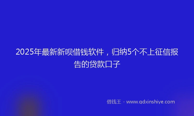 2025年最新新呗借钱软件，归纳5个不上征信报告的贷款口子