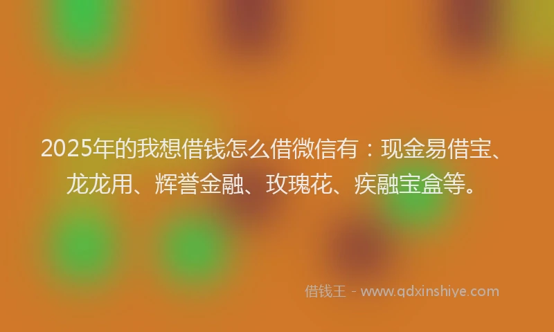 2025年的我想借钱怎么借微信有：现金易借宝、龙龙用、辉誉金融、玫瑰花、疾融宝盒等。