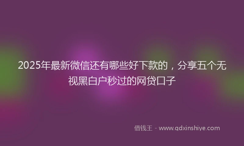 2025年最新微信还有哪些好下款的，分享五个无视黑白户秒过的网贷口子