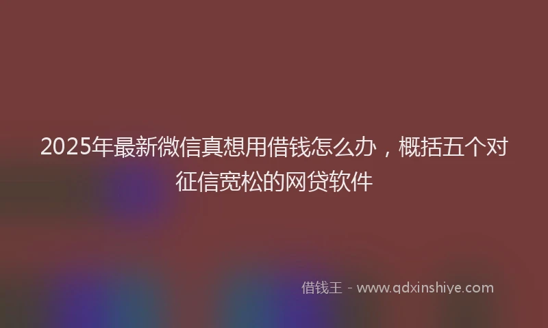 2025年最新微信真想用借钱怎么办，概括五个对征信宽松的网贷软件
