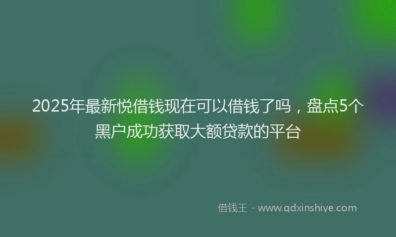2025年最新悦借钱现在可以借钱了吗，盘点5个黑户成功获取大额贷款的平台