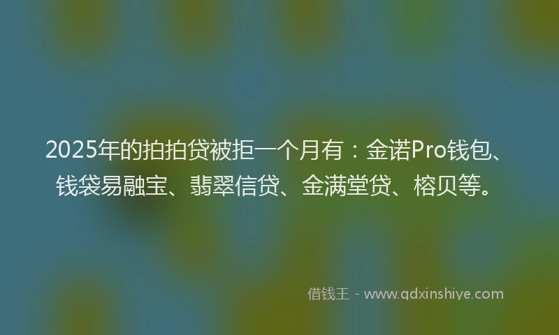 2025年的拍拍贷被拒一个月有：金诺Pro钱包、钱袋易融宝、翡翠信贷、金满堂贷、榕贝等。