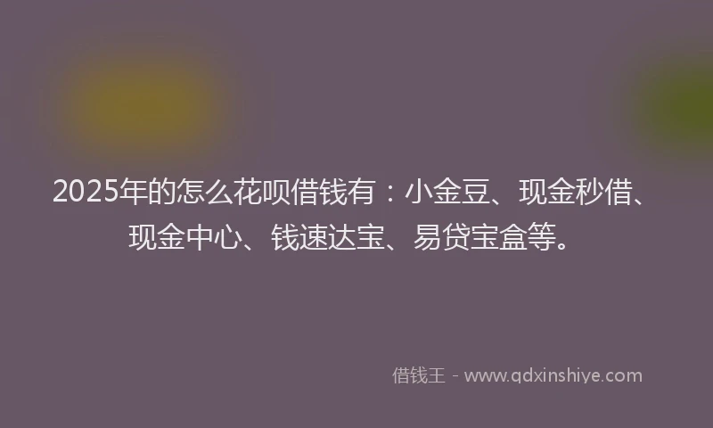 2025年的怎么花呗借钱有：小金豆、现金秒借、现金中心、钱速达宝、易贷宝盒等。