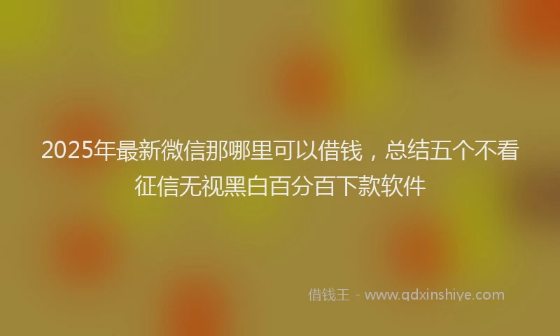 2025年最新微信那哪里可以借钱，总结五个不看征信无视黑白百分百下款软件