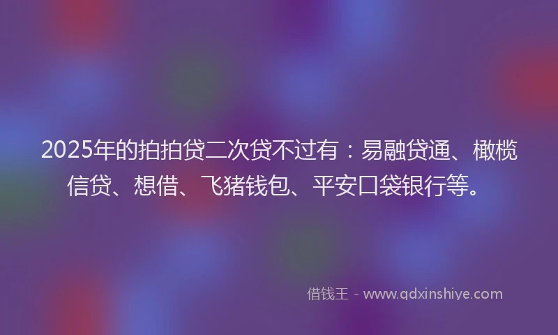 2025年的拍拍贷二次贷不过有：易融贷通、橄榄信贷、想借、飞猪钱包、平安口袋银行等。
