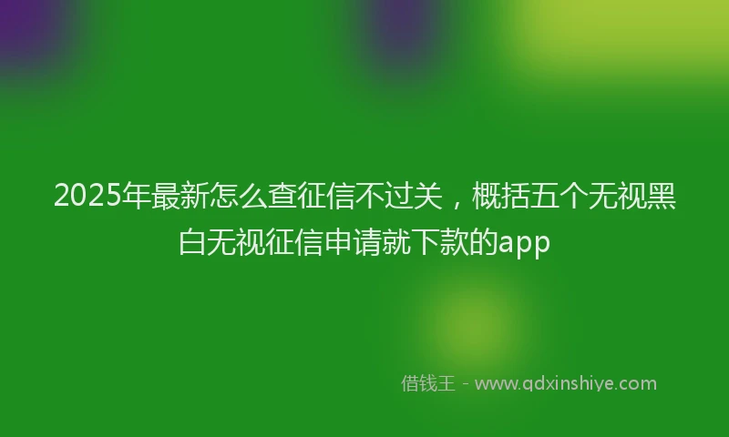 2025年最新怎么查征信不过关，概括五个无视黑白无视征信申请就下款的app