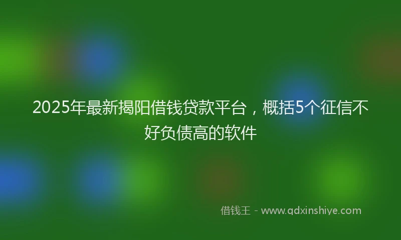 2025年最新揭阳借钱贷款平台，概括5个征信不好负债高的软件