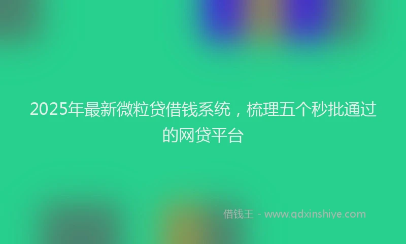 2025年最新微粒贷借钱系统，梳理五个秒批通过的网贷平台