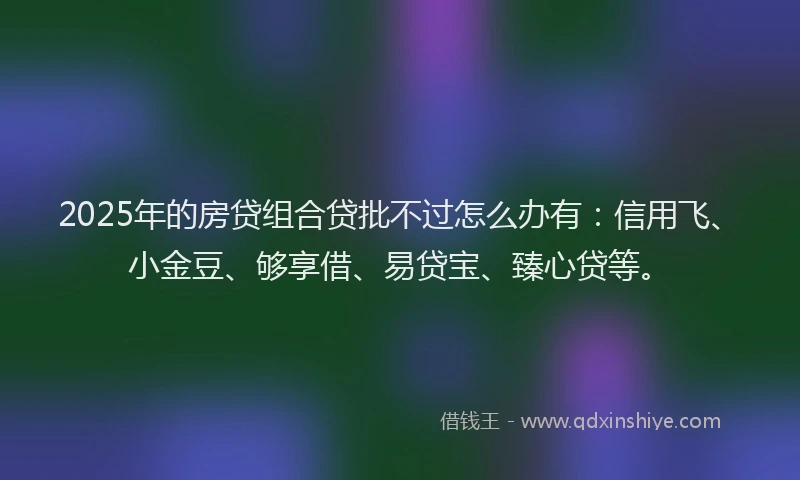2025年的房贷组合贷批不过怎么办有：信用飞、小金豆、够享借、易贷宝、臻心贷等。