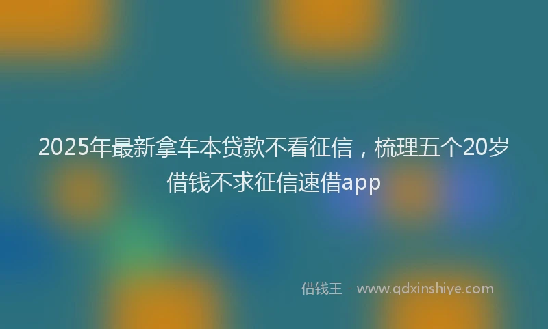 2025年最新拿车本贷款不看征信，梳理五个20岁借钱不求征信速借app