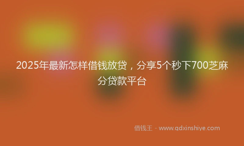 2025年最新怎样借钱放贷，分享5个秒下700芝麻分贷款平台