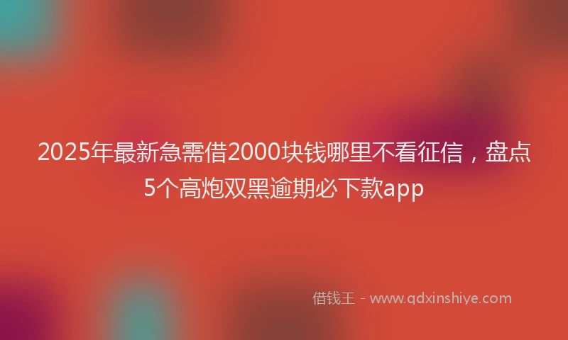 2025年最新急需借2000块钱哪里不看征信，盘点5个高炮双黑逾期必下款app