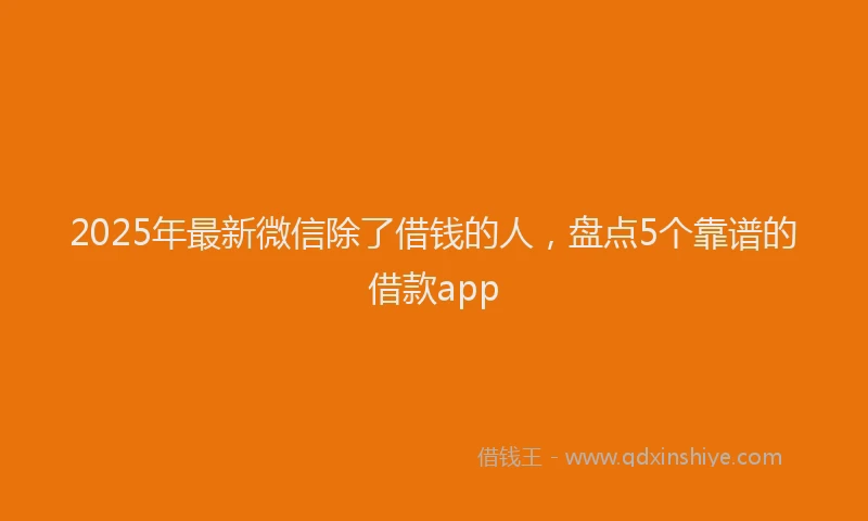 2025年最新微信除了借钱的人，盘点5个靠谱的借款app