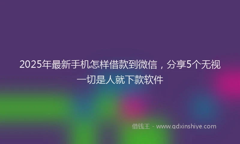 2025年最新手机怎样借款到微信，分享5个无视一切是人就下款软件