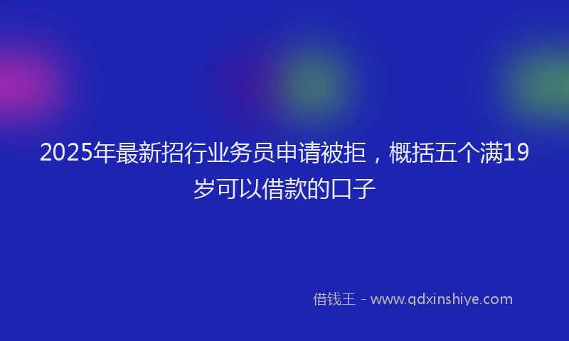 2025年最新招行业务员申请被拒，概括五个满19岁可以借款的口子