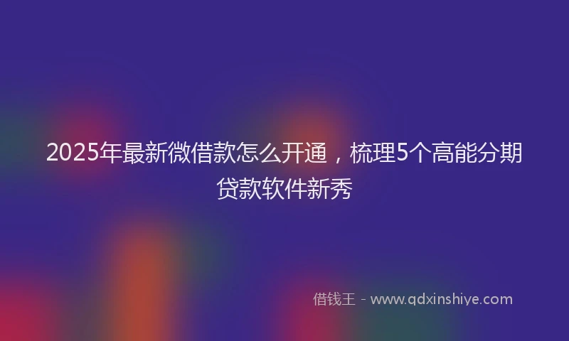 2025年最新微借款怎么开通，梳理5个高能分期贷款软件新秀