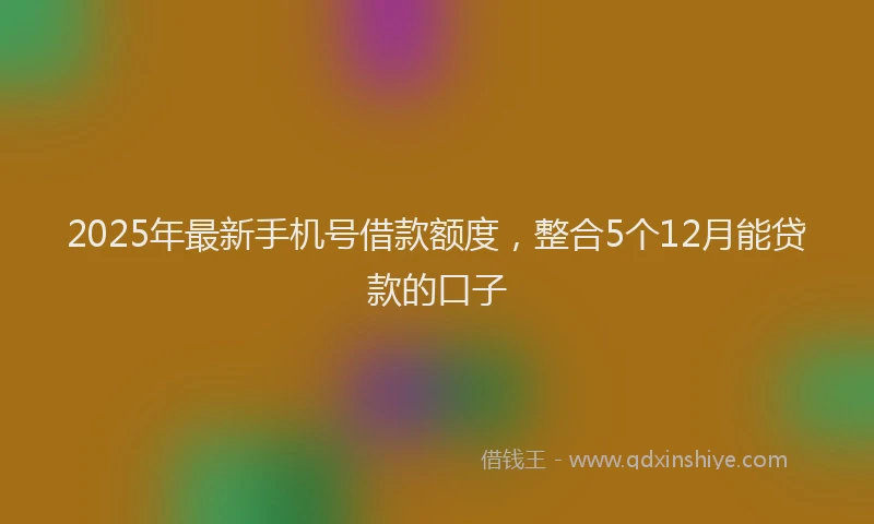 2025年最新手机号借款额度，整合5个12月能贷款的口子