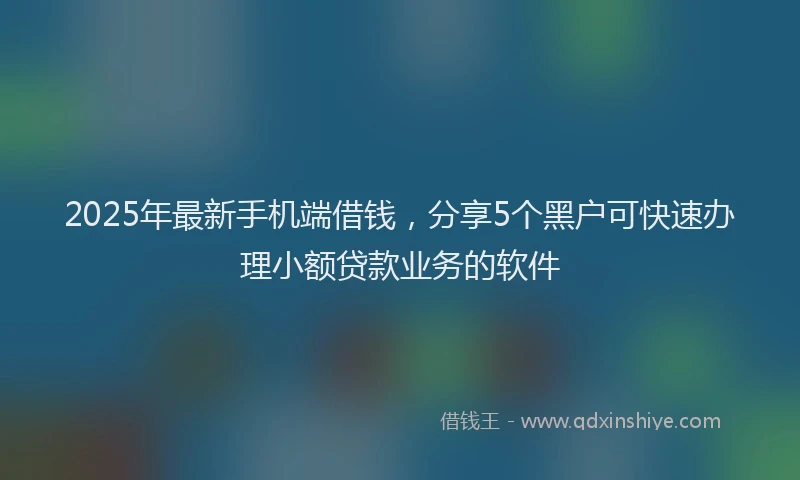 2025年最新手机端借钱，分享5个黑户可快速办理小额贷款业务的软件