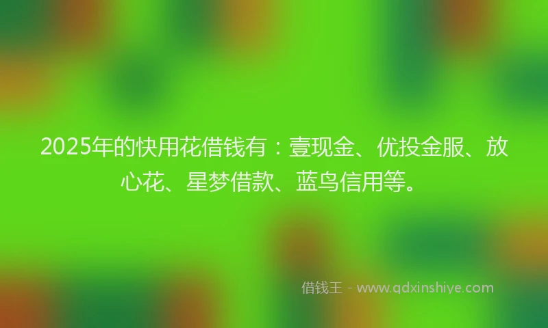 2025年的快用花借钱有：壹现金、优投金服、放心花、星梦借款、蓝鸟信用等。