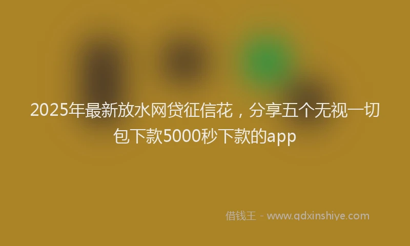 2025年最新放水网贷征信花，分享五个无视一切包下款5000秒下款的app